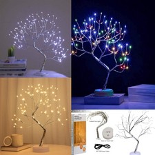Christmas Bonsai Twig Tree Birch 108 LED Light Tabletop Lamp B/O Xmas Decor 50cm