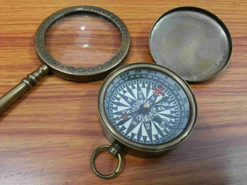 Antique brass magnifying glass - antique,
