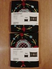 Ikea Vinterfint Embroidered  Cushion Covers x2, Black Floral With Tassels ❤️ New