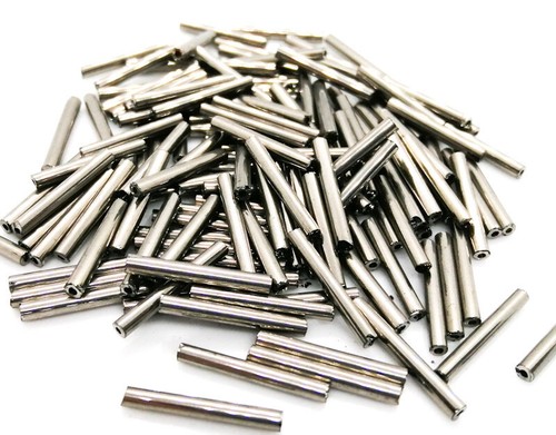 Glass silver core bugle - core, beads