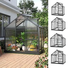 Polycarbonate Walk-In Garden Greenhouse Aluminium Frame Slide Door Window