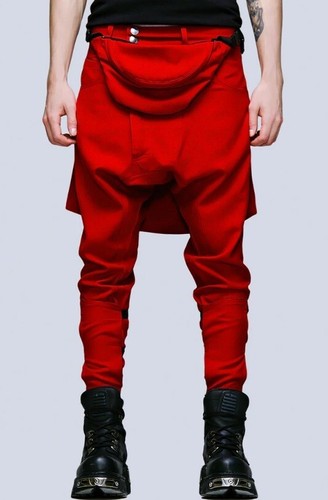 Red punk bondage trousers - punk,