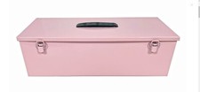 Steel Tool Box with Metal Handle Pink Craft Hobby Tools Supplies Storage Tough