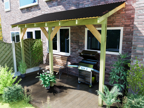 Wooden lean gazebo - wooden, canopy