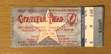 1991 THE GRATEFUL DEAD ORLANDO FLORIDA 4/8 CONCERT TICKET STUB JERRY GARCIA