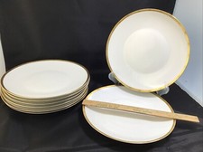 8 Rosenthal China Germany 3680 White With Gold Band/ Black Lines Dinner Plates