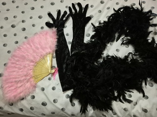 Feather fan long gloves - feather,
