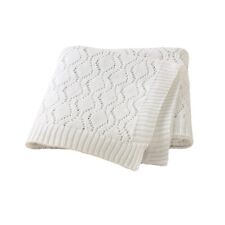 Knitted Soft Baby Blanket, White, 70x90cm – Perfect for Boys & Girls