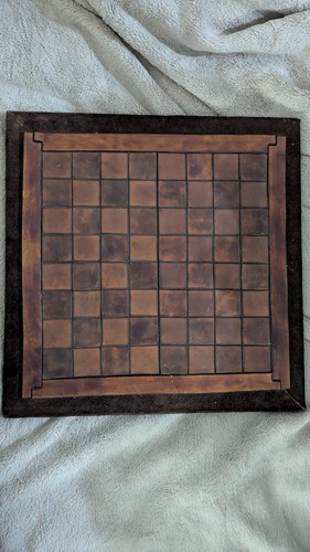 Vintage leather and felt chess - and,