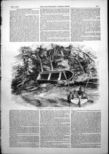 Original Old Antique Print Remains Capt Gardiner R N Pioneer Sleeping Boat 1852