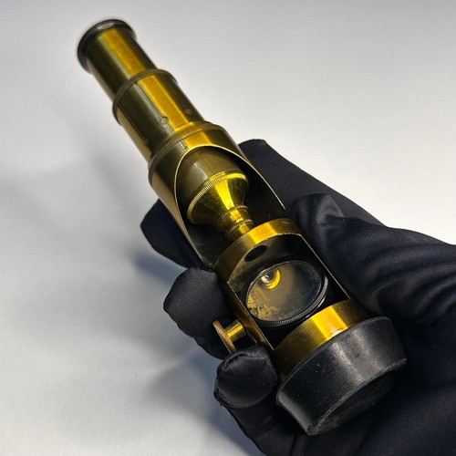 Antique brass drum microscope - brass,