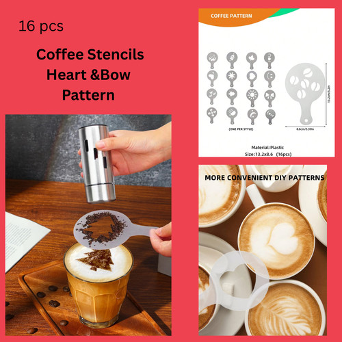 Coffee stencils heart bow - coffee, &bow