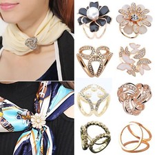 Elegant Scarf Buckle Ring Clip Flower Holder Women Ladies Jewelry Gift UK