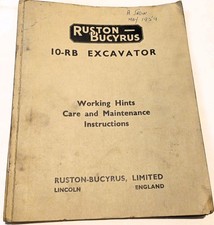 VINTAGE RUSTON-BUCYRUS 10RB EXCAVATOR – ORIGINAL OPERATORS MANUAL