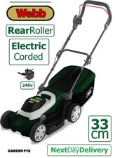 new WEBB Mains Corded Electric Roller Lawnmower 13"/33cm WEER33RR 5055661905404