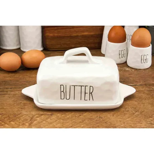 Ceramic white dimples butter - ceramic,