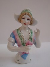 Leath doll Dutchwoman Half Doll Pincushion Arms Away Stíl Art Deco Stíl Art Nouv