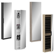 Reflex Tall Mirrored Shoe Cabinet Narrow Hallway Cupboard Storage Organiser
