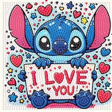 Stitch 5D Diamond Painting Kit 15x15 With White Frame / Christmas Gift Idea