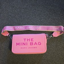 Marc Jacobs The Leather Mini Bag Pebbled Pink Shoulder Or Crossbody &Cover Bag