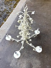 Shabby Chic Off-white Floral Metal Chandelier Light Fixture Dining Room
