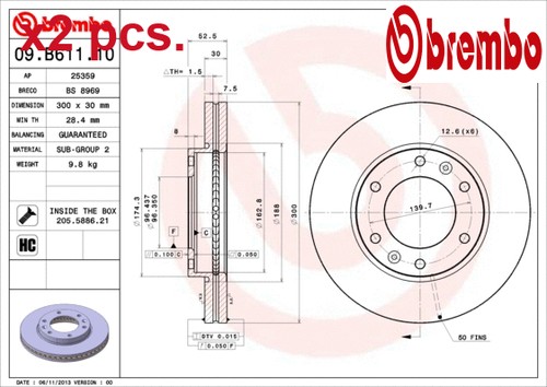 Pcs front brake disc - front,