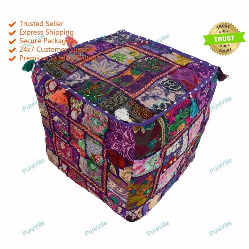 New indian patchwpork pouf - indian,