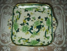 Mason's Ironstone Mandalay Chartreuse Handled Square Cake Plate Excellent