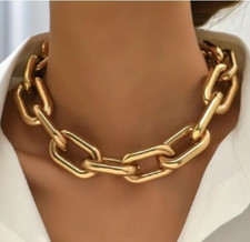 18K Gold plated Zara Chunky chain necklace choker large links statement sale
