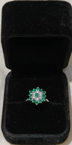Emerald and diamond cluster - emerald,