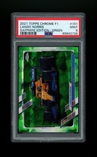 2021 Topps Chrome Formula 1 F1 Sapphire Lando Norris Psa 9 Green Refractor #/75