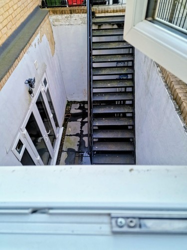 Metal staircase with railings - metal,