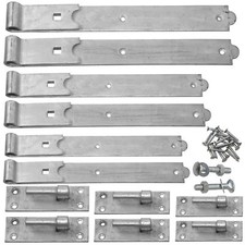 Hook & Band Gate Hinges 12 - 36 Inch - Black or Galvanised Heavy Duty Gate Hinge