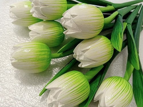 Wooden tulips bouquet - , white