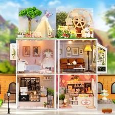 DIY DollHouse Kit LED Light Miniature Building House Scene Model Creative Gifts