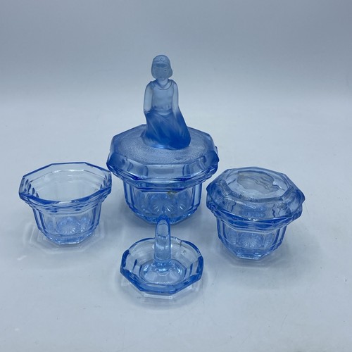 Art deco blue glass - art, &