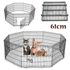 61CM Dog Pet Pen 8 Panel Metal Puppy Playpen Run Cage Fence Enclosure Indoor UK