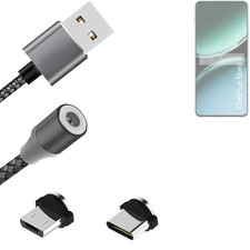 Data charging cable for OnePlus Nord 4 with USB type C and Micro-USB adapter