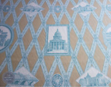 Manuel Canovas Fabric Lutece Turquoise Printed Cotton Fabric Parisian Scene