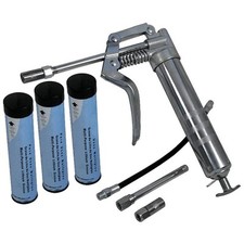 Manual 120cc Pistol Grip Grease Gun With 3 Cartridges Rigid & Flexible Nozzles