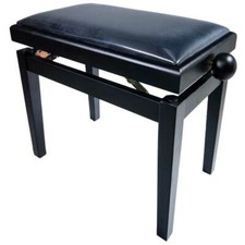 "LEGATO" Adjustable Piano Stool with Black Top, Satin Black