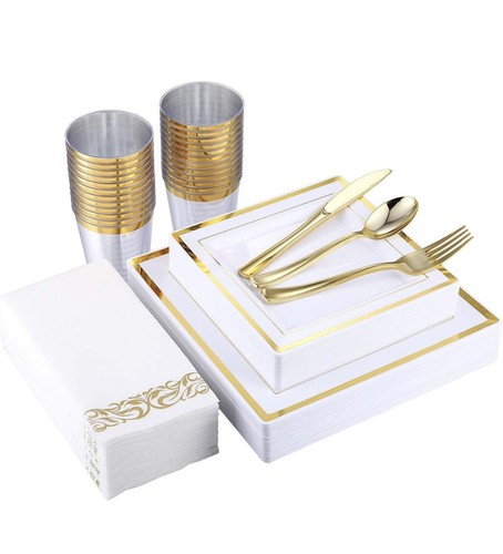 Gold square dishes dinner and - dishes,