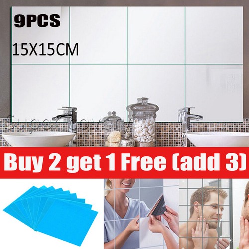 9pcs mirror tiles wall - 9pcs,