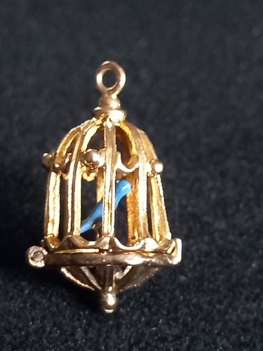 9ct gold bird cage - , with