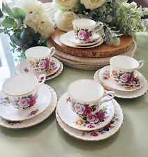Royal Stafford Bone China Roses Tea Cup Trios X 5