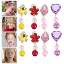  4 Pairs Kids Clip on Earrings for Children Cute Teen Girls Earings