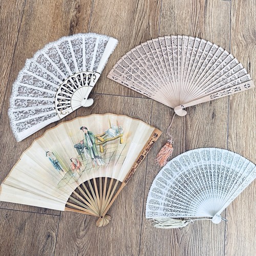 Vintage hand fan bundle - hand,