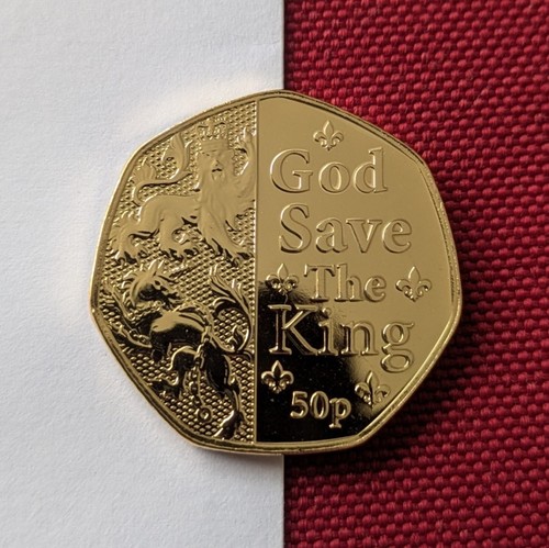 24carat gold plated 50p god - gold,