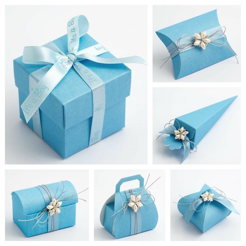 Silk blue wedding favour boxes - silk,