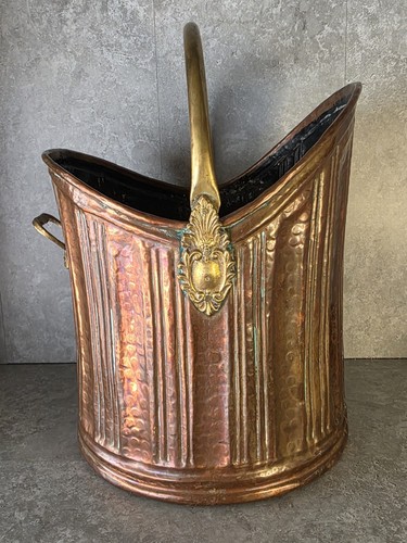 Antique coal scuttle - coal, scuttle/